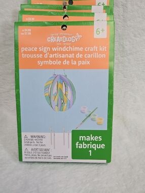 NWT! Creatology Peace Sign Windchime Craft Kit - Green/Orange/Light Blue